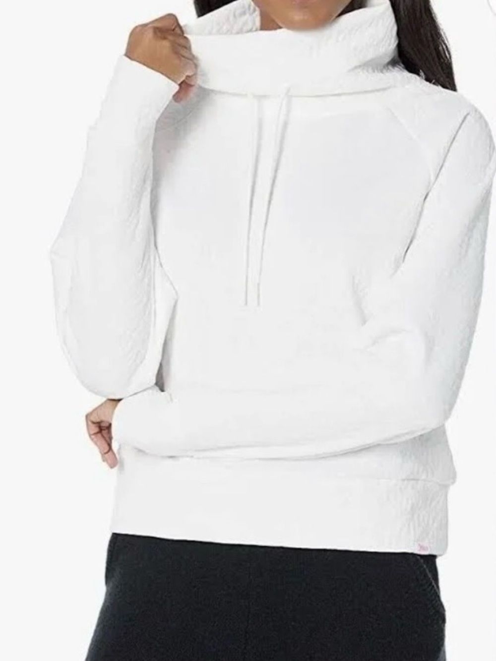 Juicy Couture Sport White Jacquard Funnel Neck Pullover Cropped Sweatshirt